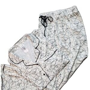 Disney Women's 2 Piece Pajama Set 3X Black & White Mickey Mouse Logo Pants Top